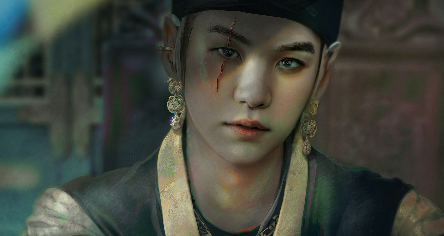 Fanart of Korean artist Agust D. Digital semirealistic art