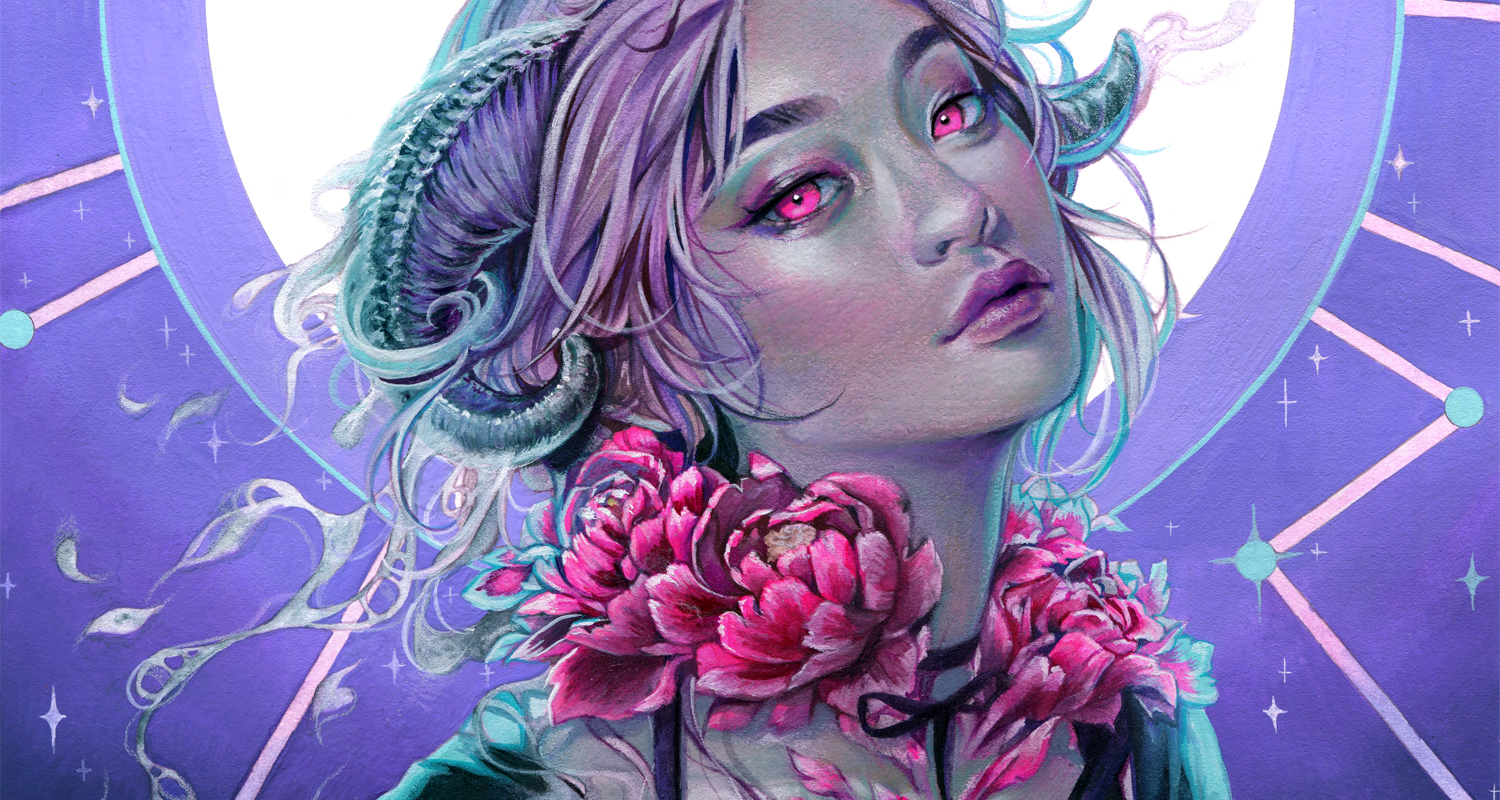 Illustration of my original character Noa. Traditional semirealistic art